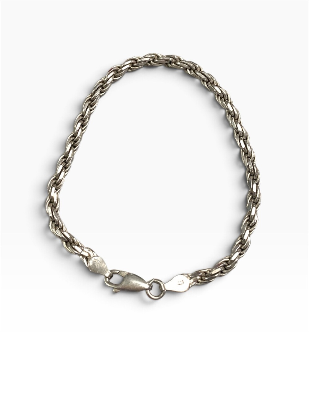 Italian Sterling Silver Rope Chain Bracelet wrist size 7